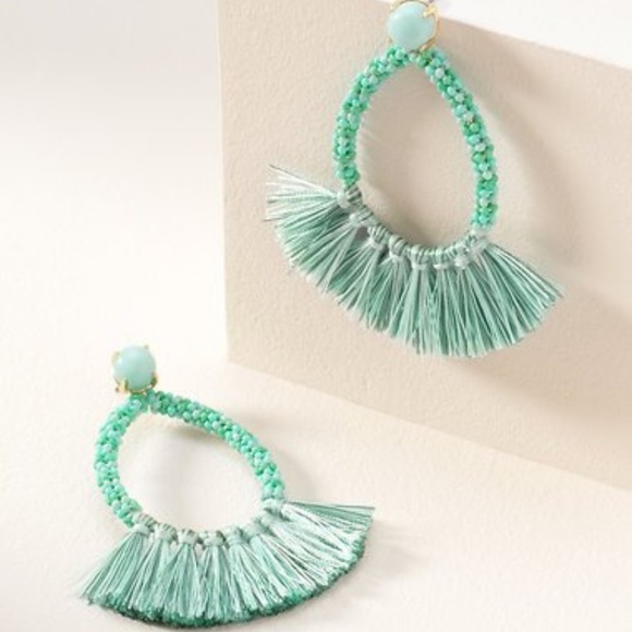Stella & Dot | Mint Anne Fringe Statement to Stud Earrings - Picture 2 of 10